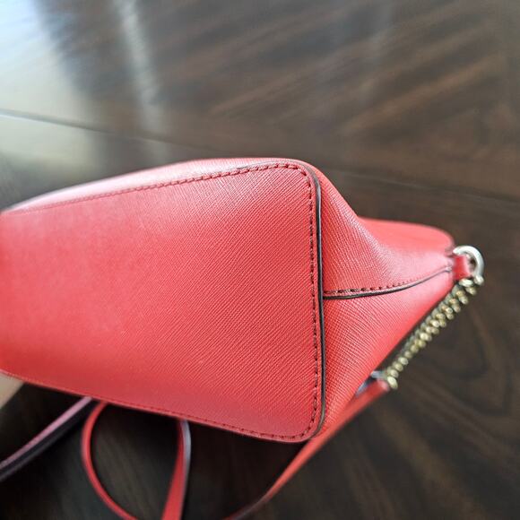 Michael Kors Red Cindy Dome Leather Chain Crossbody Bag - Picture 4 of 8